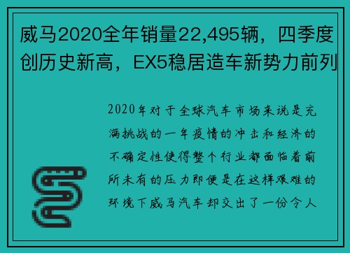 威马2020全年销量22,495辆，四季度创历史新高，EX5稳居造车新势力前列